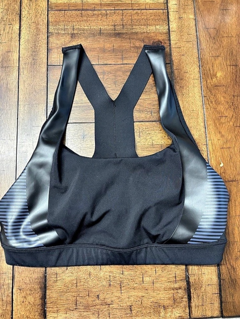 Allyson Felix x Athleta sports bra Striped Athletic in Black & Blue